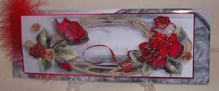 Large Dl Romantic Red Roses & Golden Frame by Michelle Sharpe