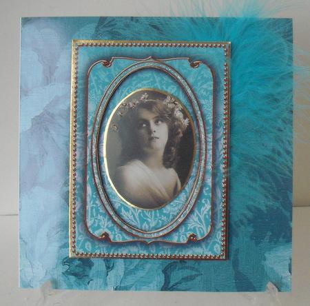 Dusky Teal Large Rose Blooms A4 Backing Paper by Michelle Sharpe