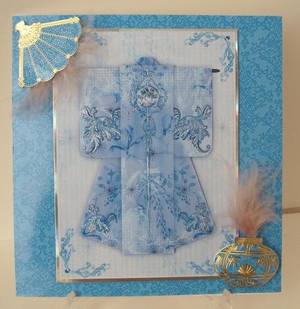 A4 Diamond Flourish Kimono Card in Blue by Michelle Sharpe