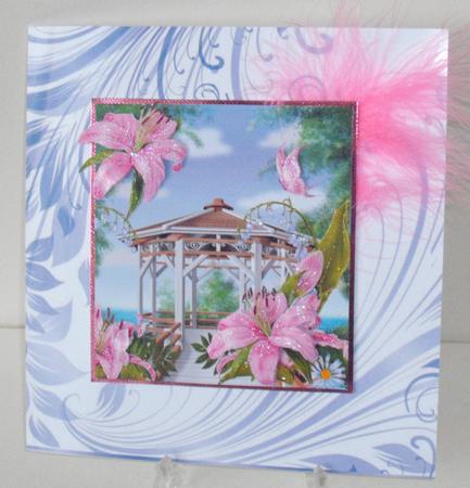Flower Gazebo with Pink Lillies and Butterfly by Michelle Sharpe