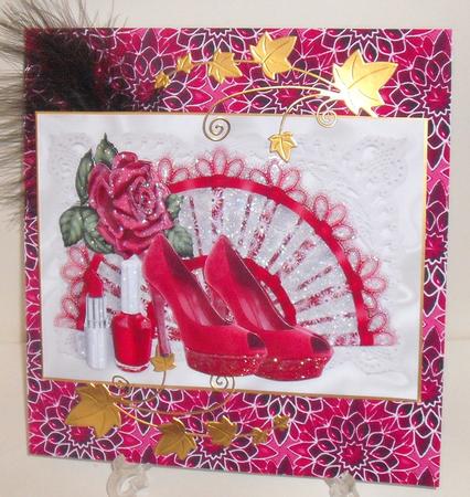 Jewelled Flowers A4 Backing Paper in Hot Pink by Michelle Sharpe