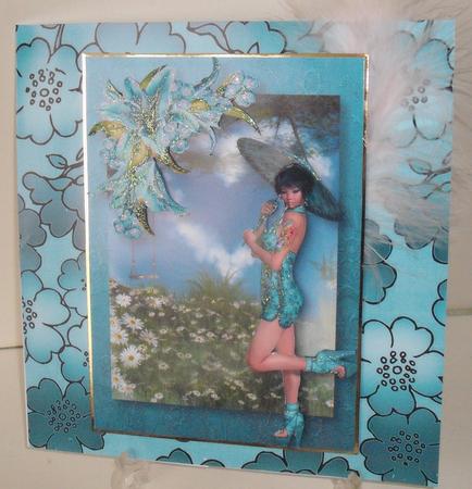 Teal Metallic All Over Floral Blossom A4 Backing Paper by Michelle Sharpe