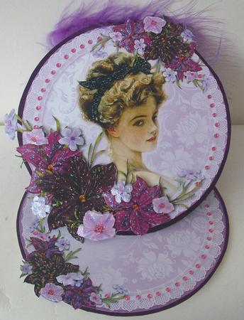 Vintage Lady in the Flowers Round Easel Card Mini Kit by Michelle Sharpe