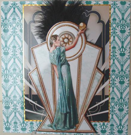 Pandore Art Deco Shaped Panels (aqua) by Michelle Sharpe