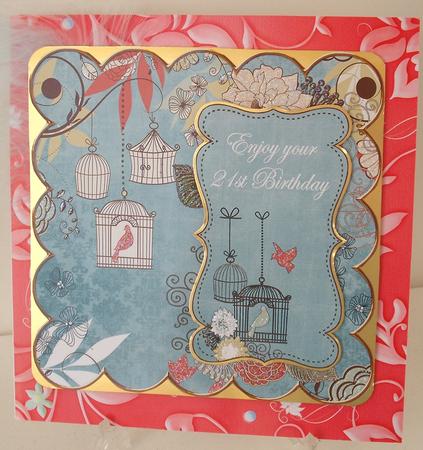 Dusky Teal Birdcage 21st Birthday 8in Scallop Topper by Michelle Sharpe