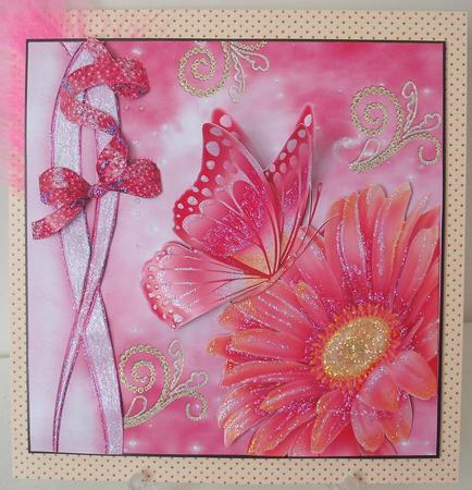 Hot Pink Flower & Butterfly 8x8 Mini Kit by Michelle Sharpe