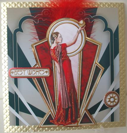 Pandore Art Deco Shaped Panels (red) by Michelle Sharpe