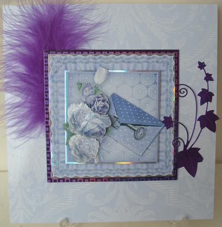 Lilac Posy Frilly Cushion Card Front by Michelle Sharpe