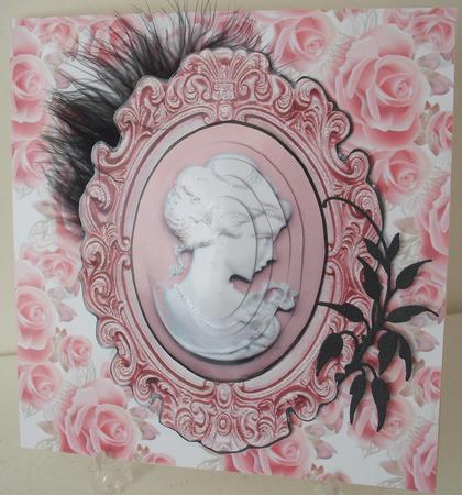 Pink Cameo Lady in Pink Frame Oval Pyramids by Michelle Sharpe