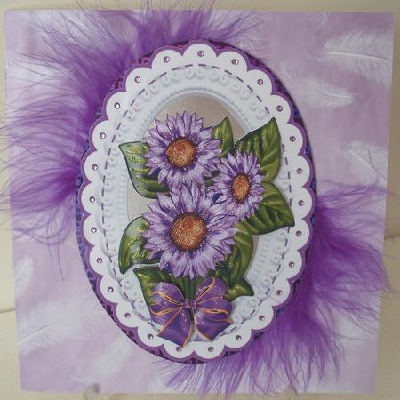 Pretty Purple Flowers with Purple/gold Bow by Michelle Sharpe