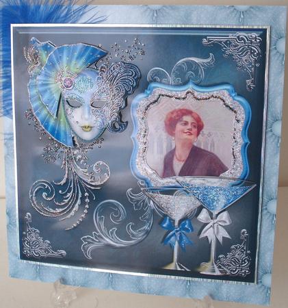 Polka Dot Floral A4 Backing Paper in Blue by Michelle Sharpe