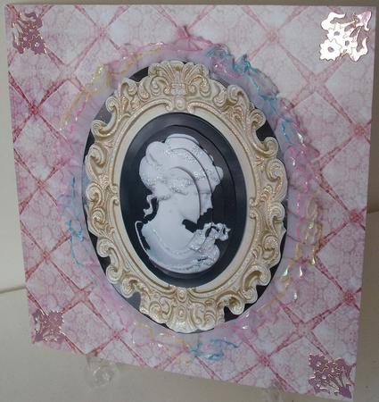 Black Cameo Lady in Gold Frame Oval Pyramids by Michelle Sharpe