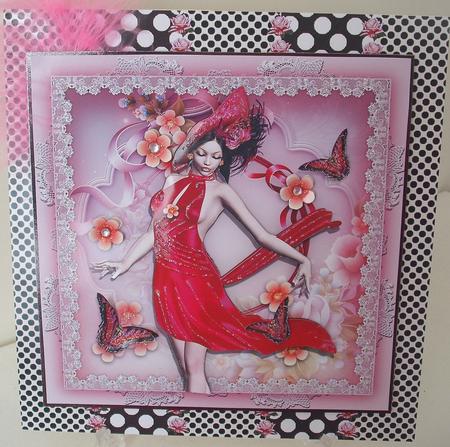 Beautiful Lady in Silky Dress with Roses Card Front by Michelle Sharpe
