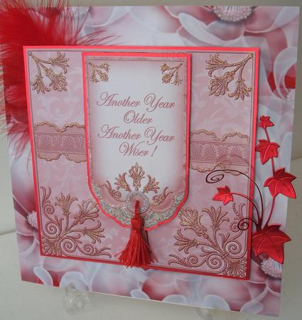 Pink Another Year 7in Ornate Lace Tag Topper by Michelle Sharpe