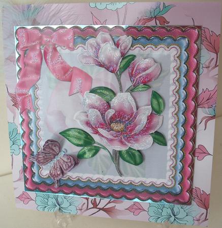 Pretty Pink Magnolias with Bow 8x8 Mini Kit by Michelle Sharpe