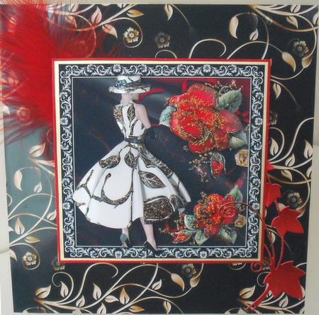 1950`s Lady with Beautiful Red Roses by Michelle Sharpe