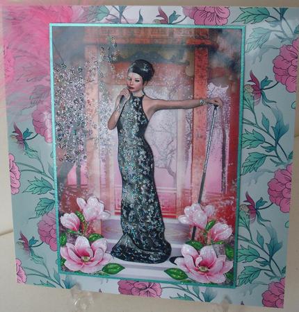 Oriental Diva Card Front and Decoupage by Michelle Sharpe