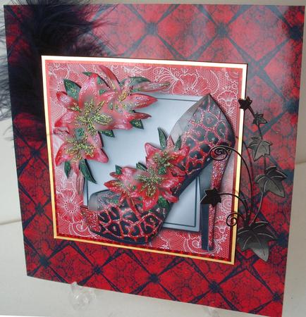 Animal Print Red Shoe & Lilies Lacey Square by Michelle Sharpe