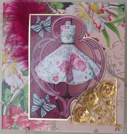 Butterfly Summer -art Deco Framed Dress Shaped Card Mini Kit by Michelle Sharpe