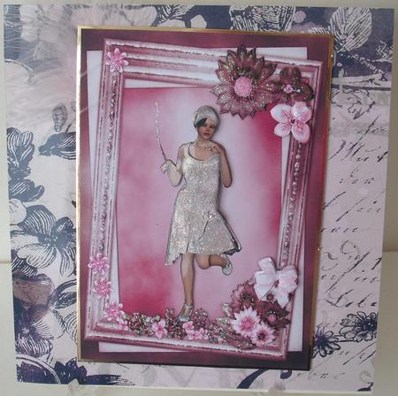 Pink Picture Perfect 1920's Flapper Card Front and Decoupage by Michelle Sharpe