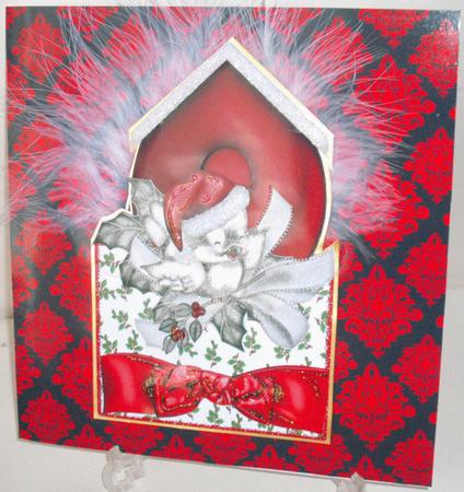 Little Robin in Birdhouse with Holly,over the Edge Crd by Michelle Sharpe