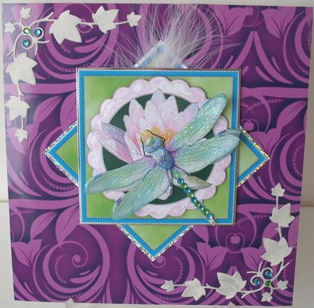 4 x 4 Dragonfly Dreams & Water Lily Decoupage Card Toppers by Michelle Sharpe