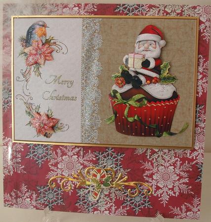Christmas Cupcake Robin and Poinsettia by Michelle Sharpe