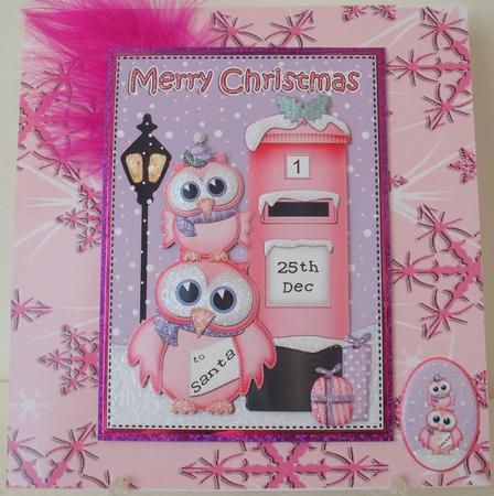 Christmas Hoot & Little Hoot Owls Postbox 5x7 3D Decoupage by Michelle Sharpe