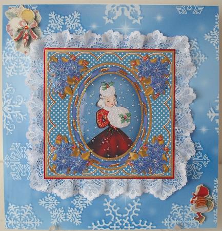 Winter Lady 7in Oval Ribbon Decoupage Topper Sheet by Michelle Sharpe