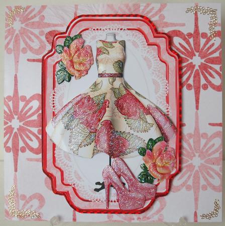 Floral Pink Dress with Sparkle Shoes and Roses by Michelle Sharpe