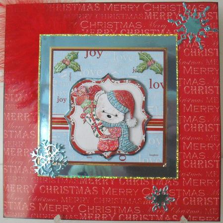 Teds Christmas Card with Decoupage by Michelle Sharpe