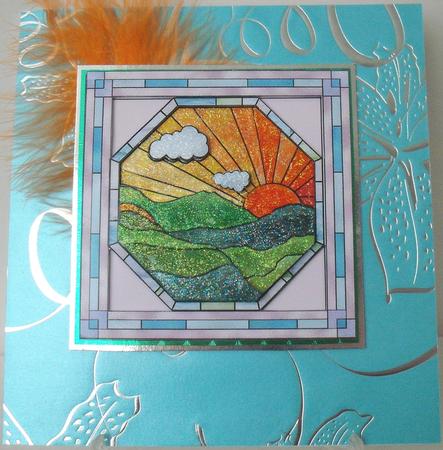 Art Deco Stained Glass Sunrise Decoupage Card Sheet by Michelle Sharpe
