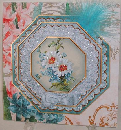 Teal Daisies Deco Stand-up Large Card Mini Kit by Michelle Sharpe