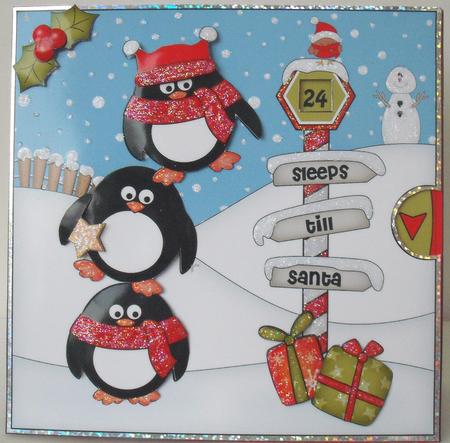 3D Xmas Pip Penguin Sleeps Till Santa Animated Card by Michelle Sharpe