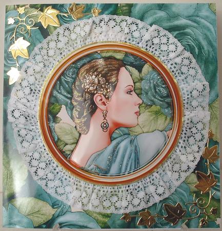 Art Deco Lady Pandore Circle Pyramid (aqua) by Michelle Sharpe