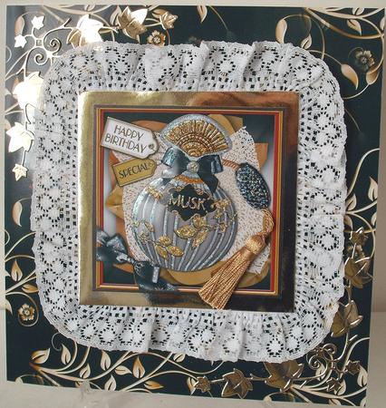Musk Perfume Birthday 6in Duo Corner Stacker by Michelle Sharpe