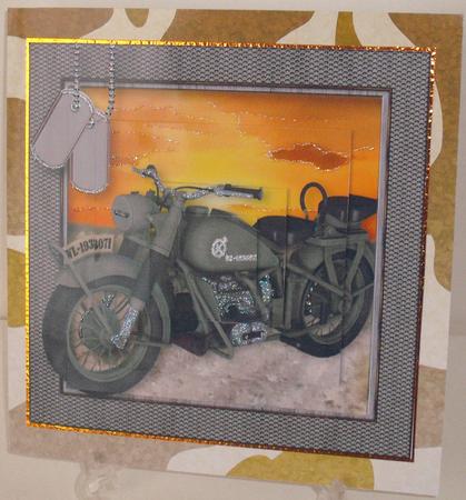 Military Motorbike Square Stacker by Michelle Sharpe