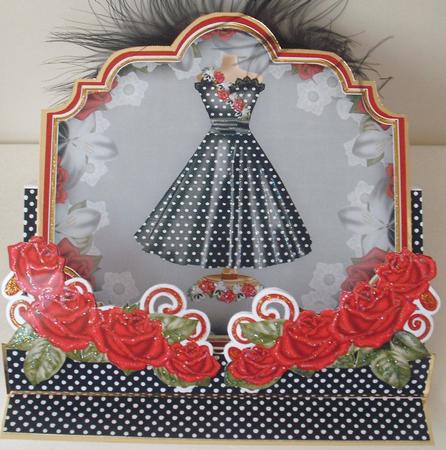Black Dotty Fashion Dress 3D Easel Card Mini Kit by Michelle Sharpe