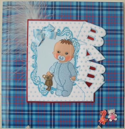 Little Boy in Blue Baby-grow Baby Card by Michelle Sharpe
