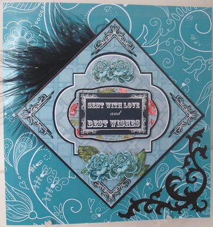 Teal Rose Best Wishes Blackboard Over 3D Card Kit by Michelle Sharpe