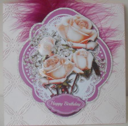 Lovely Champagne Roses on a Quadrefoil Plaque by Michelle Sharpe