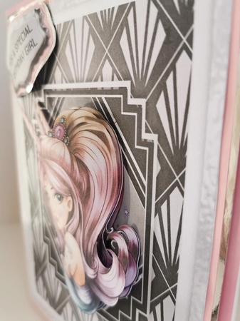 Unicorn Queen 7x5 inch card front with decoupage by Cher Blundell 