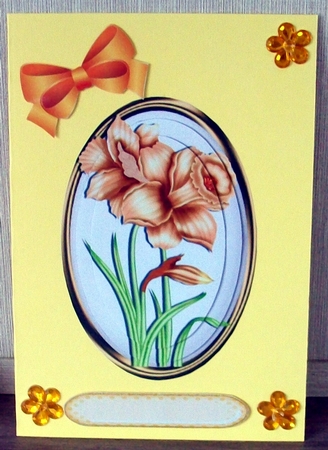 Beautiful Spring Daffodils with Bow in Oval Pyramids by Cheryl French