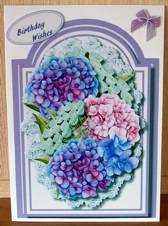 Lovely Hydrangers in a Shaped Card  by Cheryl French