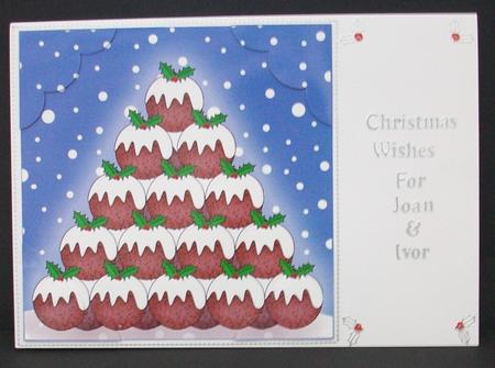 Christmas Pudding Tree 8 x 8 Scalloped Corner Topper by Cheryl French