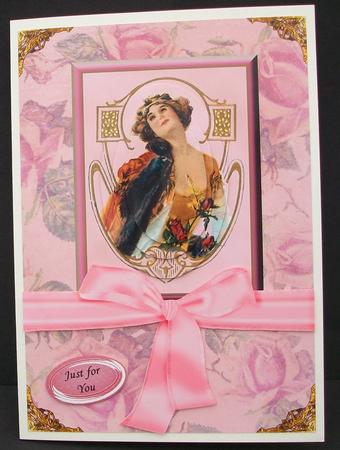 Shabby Chic Roses with Vintage Lady by Cheryl French