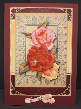 Three Rose Card Front by Cheryl French