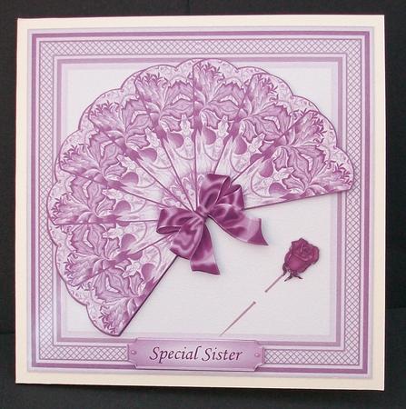 Fan with Rose Pin Decoupage by Cheryl French
