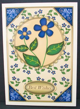 Dark Blue Flowers Card Front by Cheryl French