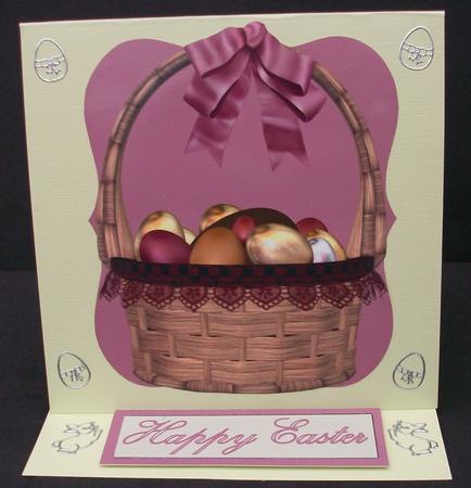 Easter Egg Basket Easel Card in Pink by Cheryl French
